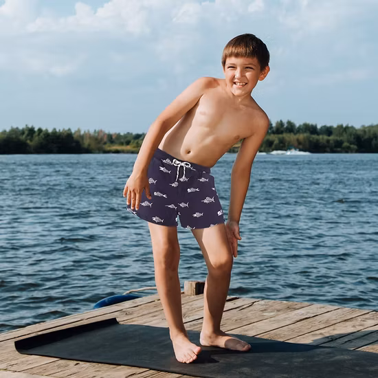 Boys Quick Dry Beach Drawstring Kids Board Shorts with Mesh Lining