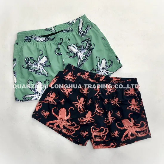Men′s Boy′s Polyester Waterproof Swim Shorts Printing Board Shorts Navy Apparel Trousers