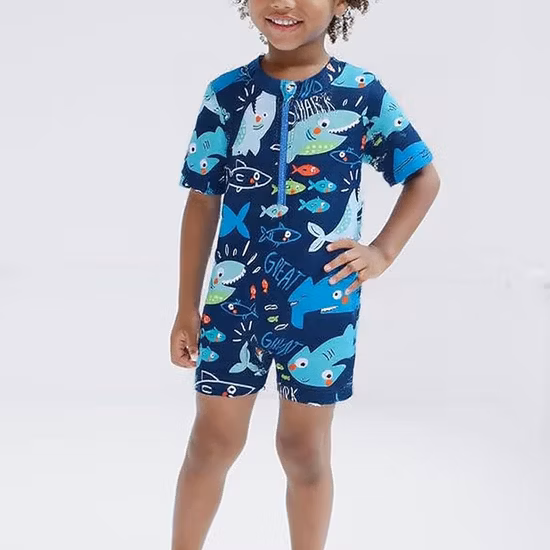 Printed Boys Swimwear with Swimming Caps
